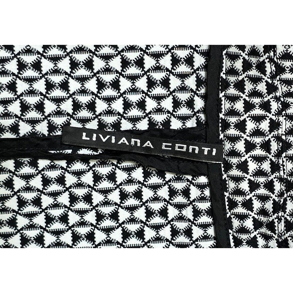 LIVIANA CONTI Women's Black White Geometric Print Coat Sz 44 Large US 6 Designer - Picture 3 of 11